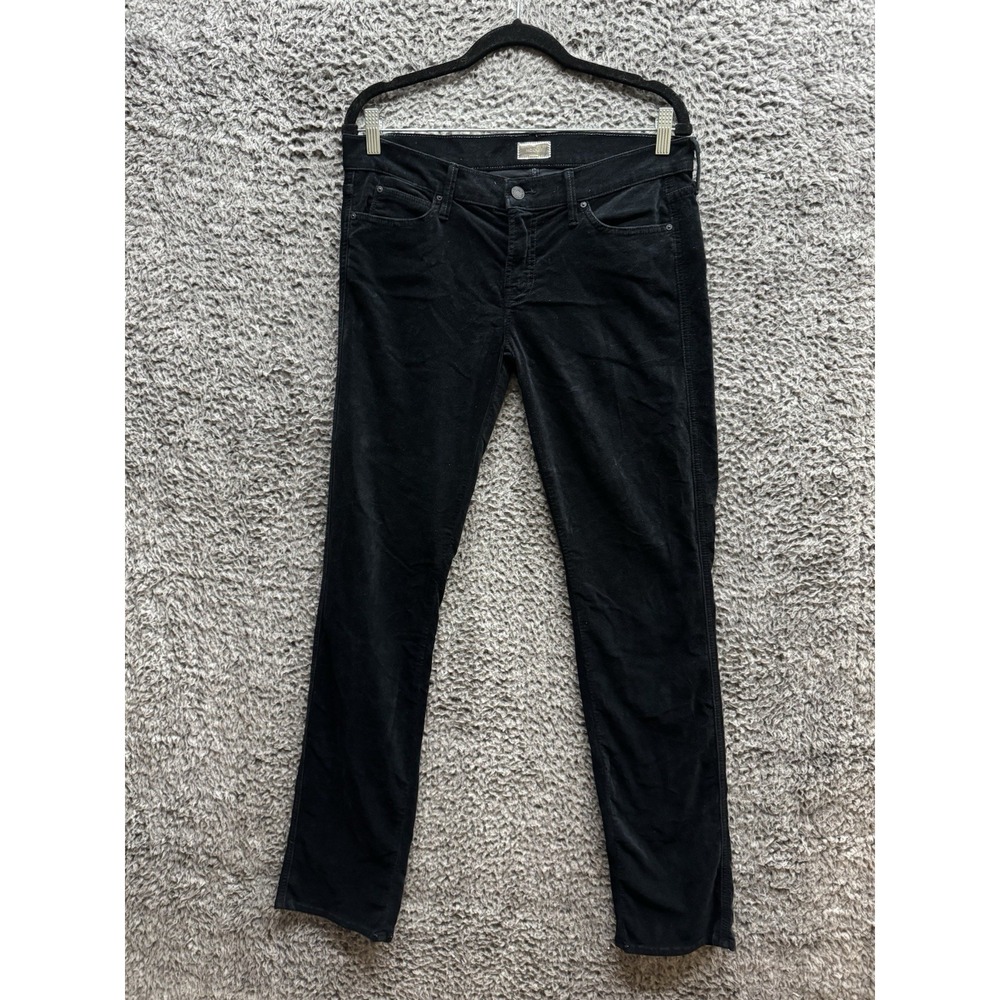 Mother The Rascal My Life As a Snow Bunny Black Velvet Pants Size 29
